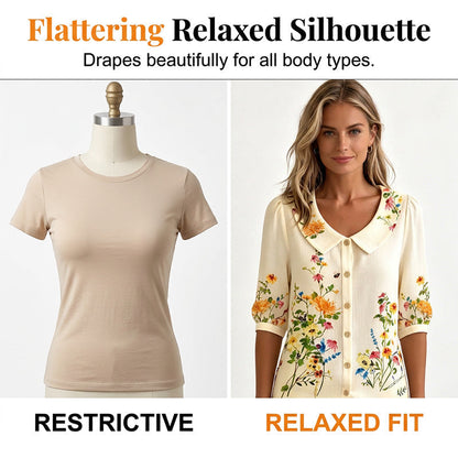 🔥Hot Sale 49% off🌟🌼 Women's Floral Print Peter Pan Collar Blouse