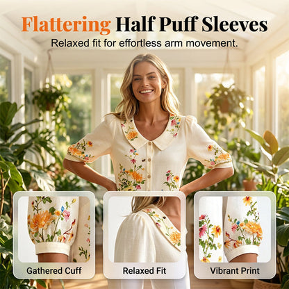 🔥Hot Sale 49% off🌟🌼 Women's Floral Print Peter Pan Collar Blouse
