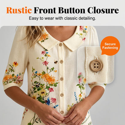 🔥Hot Sale 49% off🌟🌼 Women's Floral Print Peter Pan Collar Blouse