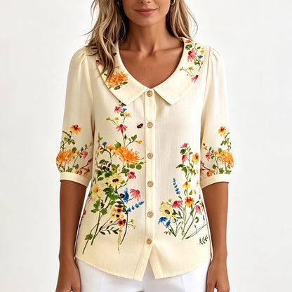 🔥Hot Sale 49% off🌟🌼 Women's Floral Print Peter Pan Collar Blouse