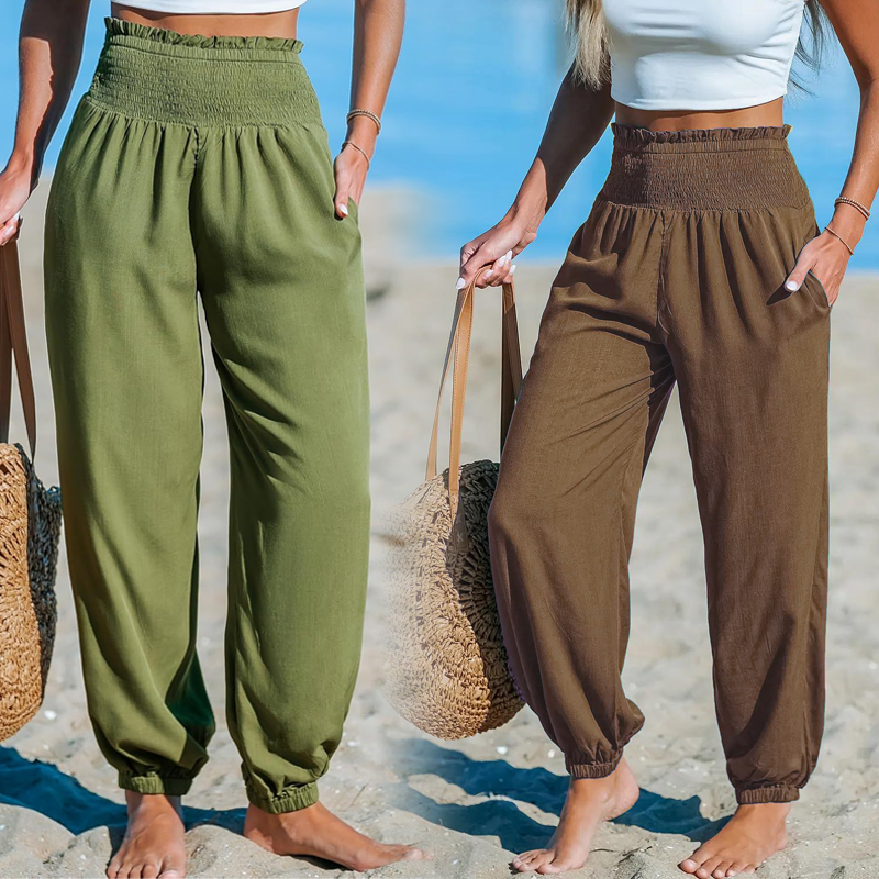 🔥Hot Sale 49% off🌟🌞 Women’s Smocked High Waist Harem Pants – Effortless Summer Comfort ✨