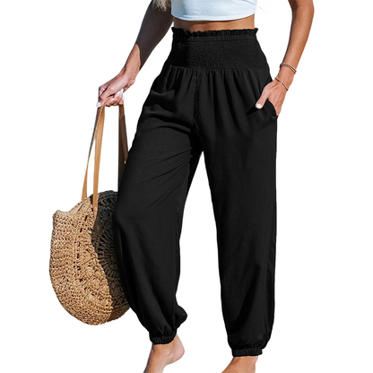 🔥Hot Sale 49% off🌟🌞 Women’s Smocked High Waist Harem Pants – Effortless Summer Comfort ✨