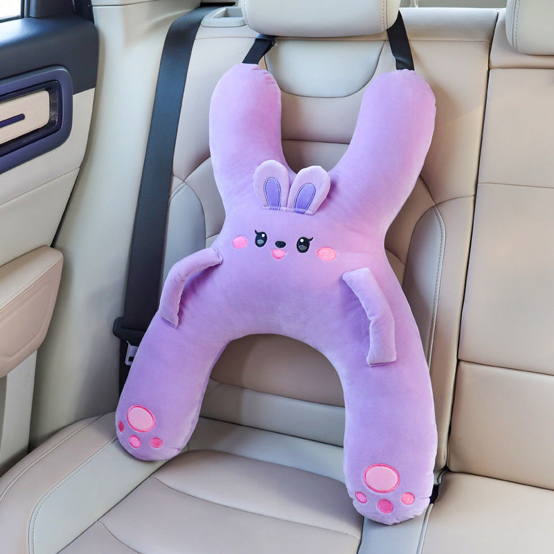 Purple bunny kids H-shape car travel pillow
