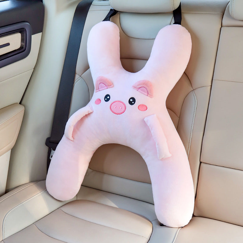 Pink pig kids H-shape car travel pillow