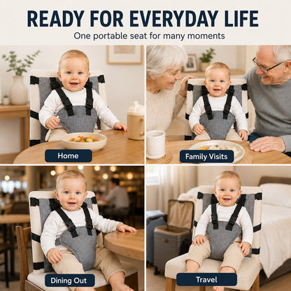 👶Baby Chair Harness Strap –Upgrade 5-Point Safety & Travel-Ready Design