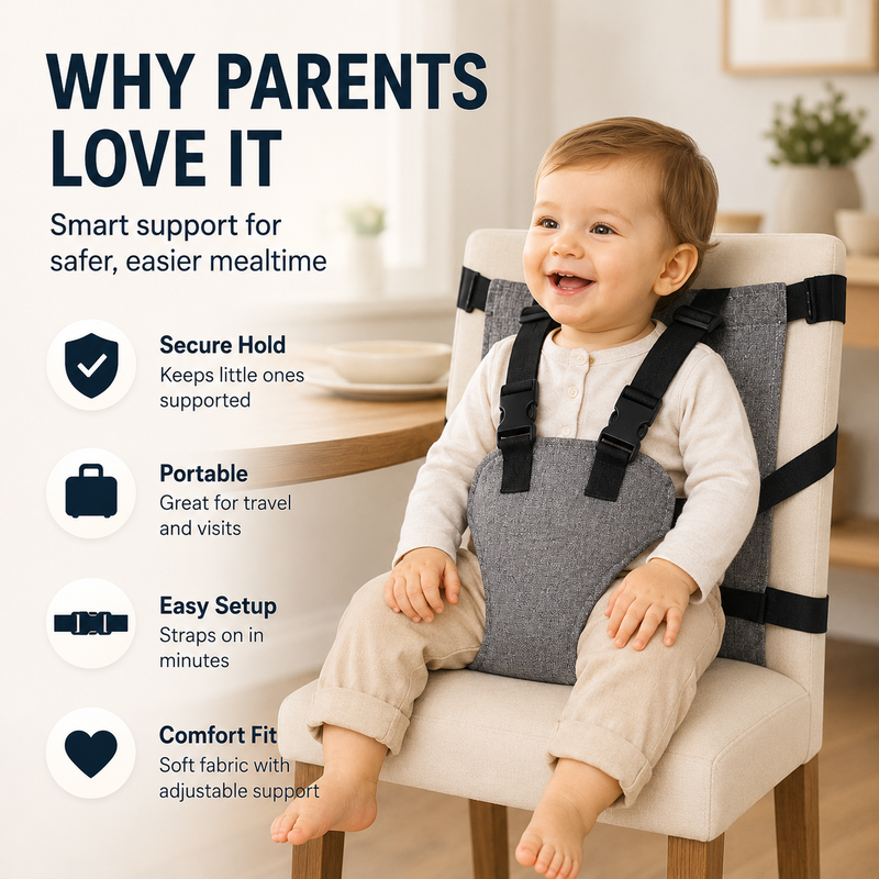 👶Baby Chair Harness Strap –Upgrade 5-Point Safety & Travel-Ready Design