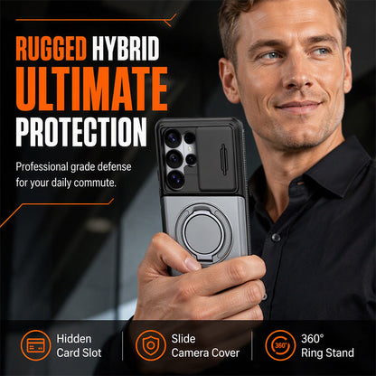🔥 2-in-1 Multifunctional Shockproof Phone Case with Hidden Card Holder 💳 & Ring Stand! 🌟